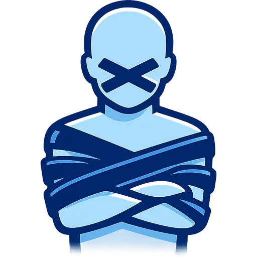 A bound and gagged figure