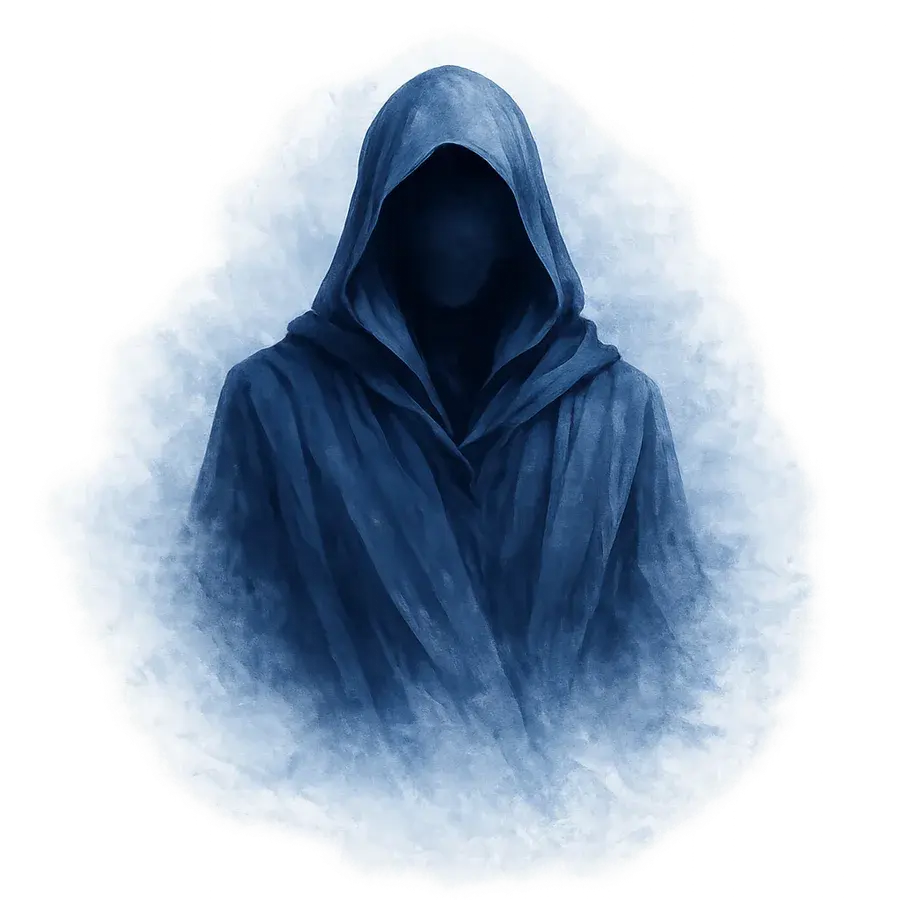 A pursuing figure whose face is blank