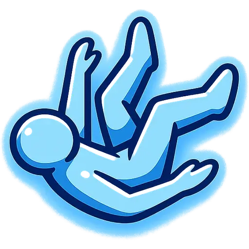 A figure falling through open hands