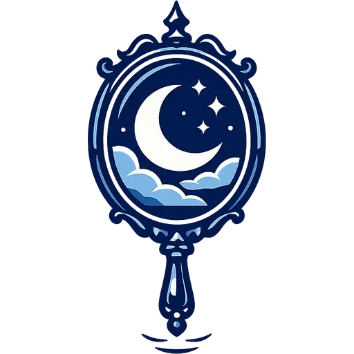 A hand mirror under a crescent moon