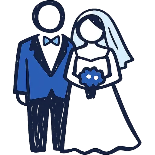 A couple in wedding dress